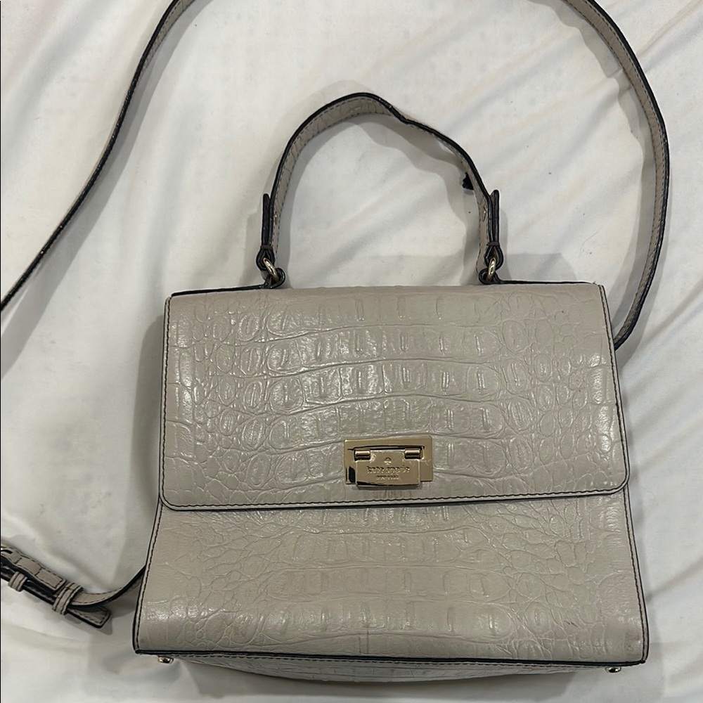 Kate Spade Gray Satchel with Gold Hardware